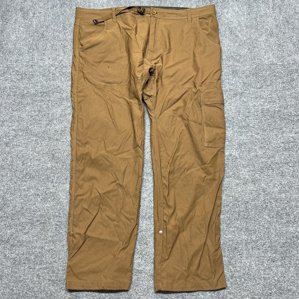 PrAna Pants Mens 42x30 Brown Cargo Nylon Slim Fit Belted Hiking Outdoor Stretch